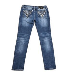 Miss Me Jeans 30 Embellished Rhinestone Signature Rise Cowgirl Western Skinny